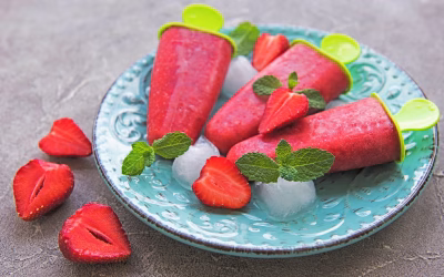 No Sugar Added Strawberry Basil Popsicles